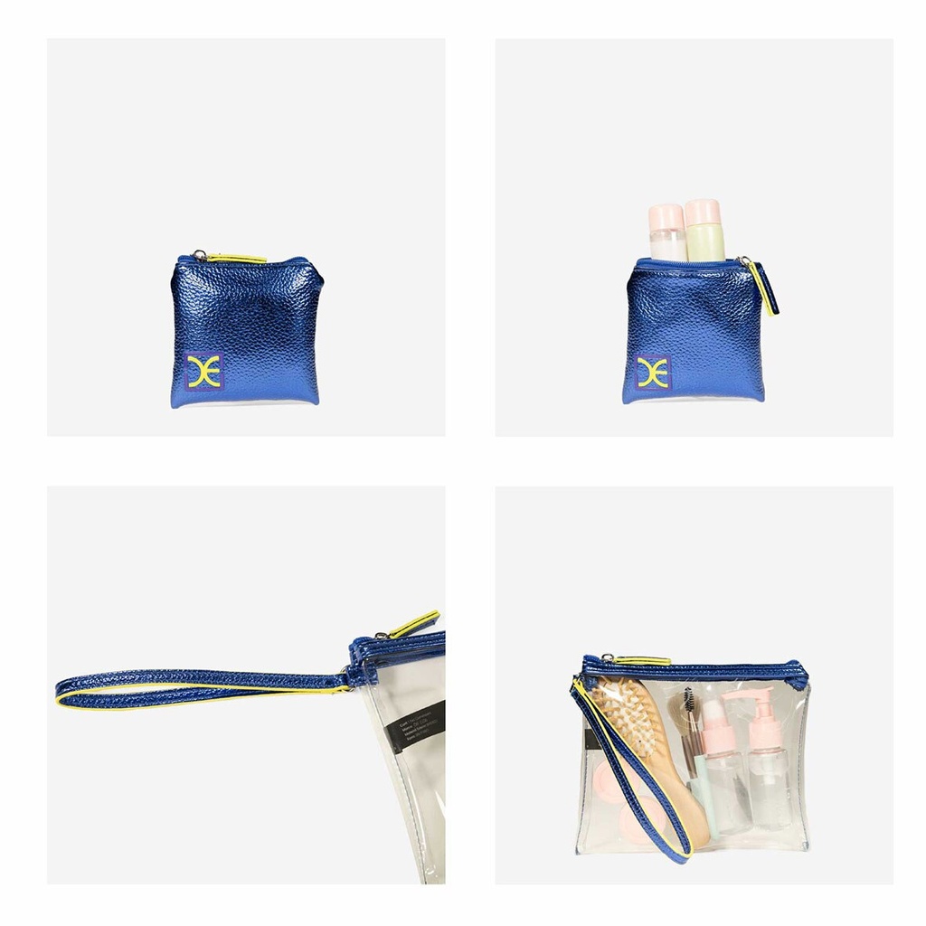 Cloe Set De Cosmetiqueras Mod. 4CSCV24587ORO Dos Piezas Color Azul