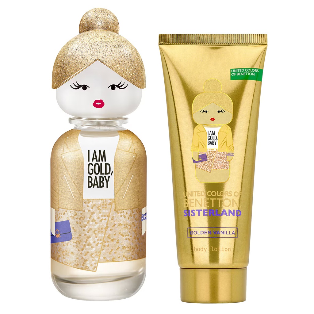 Benetton Set 2 pzas Sisterland Goden vanilla edp 80 ml / body lotion 75 ml. Dama