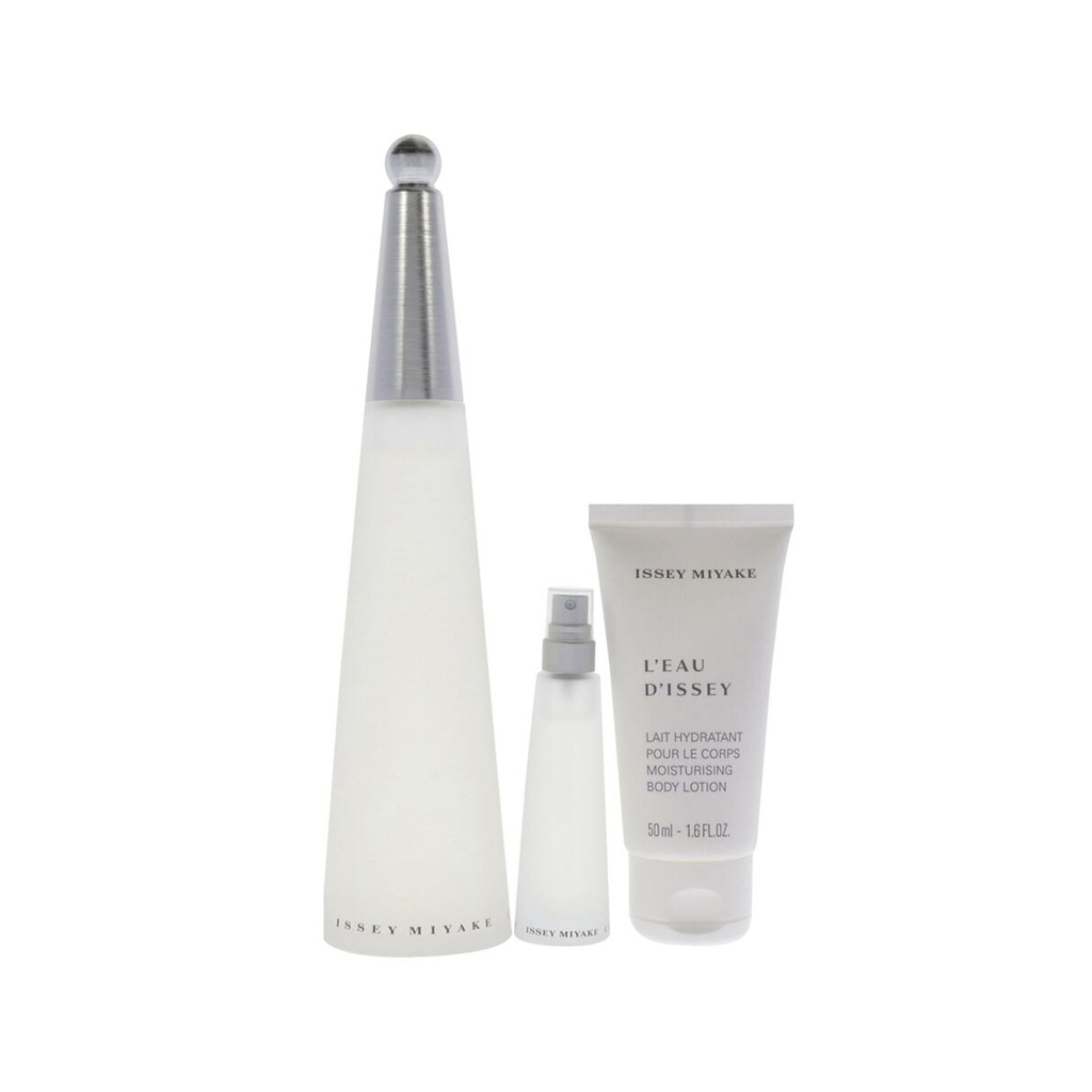 Issey Miyake Set 3 pzas L'eau d'Issey edt 100 ml / crema corporal 50 ml / Mini 10 ml. Dama