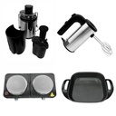 Kit cocina Extractor de jugos, Batidora manual, Parrilla eléctrica y Sartén eléctrico
