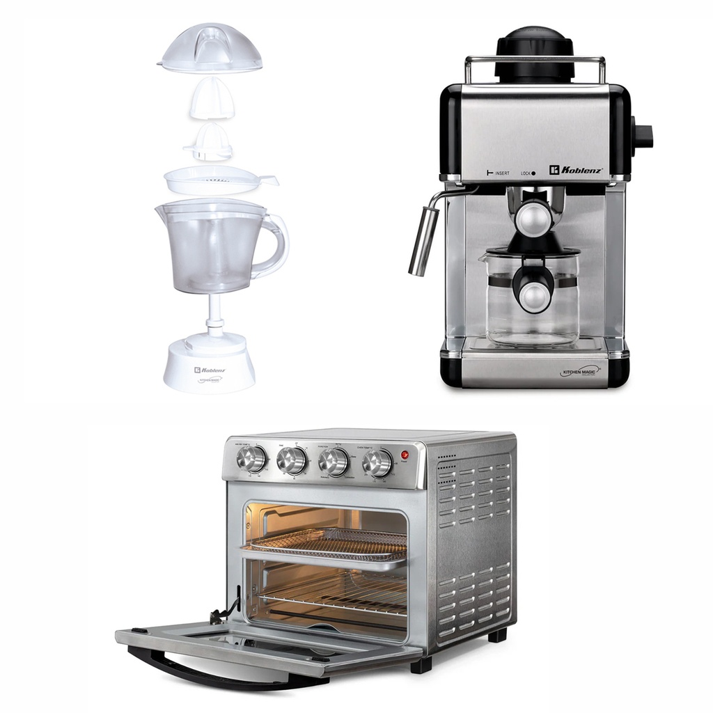 Kit cocina Exprimidor de cítricos, Cafetera y Horno freidora