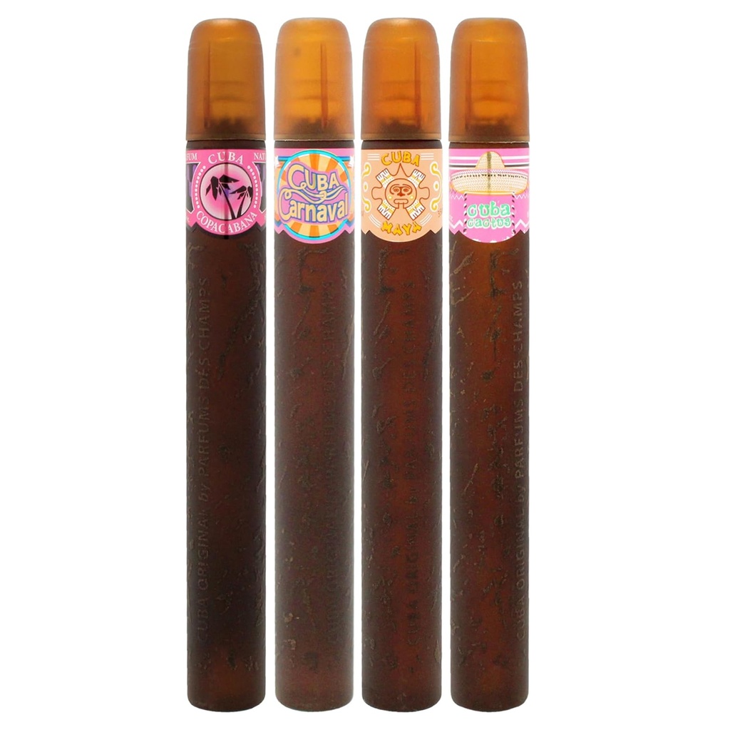 Cuba Set Minis Latina Collection 4 piezas Copacabana 35 ml + Carnaval 35 ml + Maya 35 ml + Cactus 35 ml. Dama