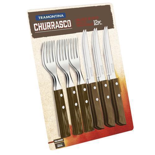 Tramontina juego de cubiertos Polywood para asado Mod. 21199 911, color: acero inox., 12 pzs.