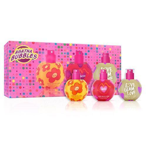 Agatha Ruiz de la Prada Perfume Set 3 pzas. 30 ml. C/U bubbles Flor-Love Glam y Beso. Mod. 82881, Dama
