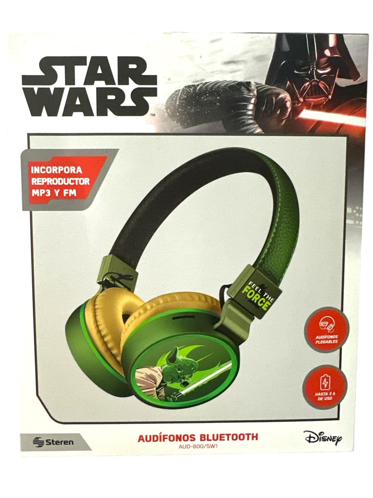 Steren Audífonos Bluetooth* con reproductor MP3 Star Wars Verde Mod.AUD-800/SW1