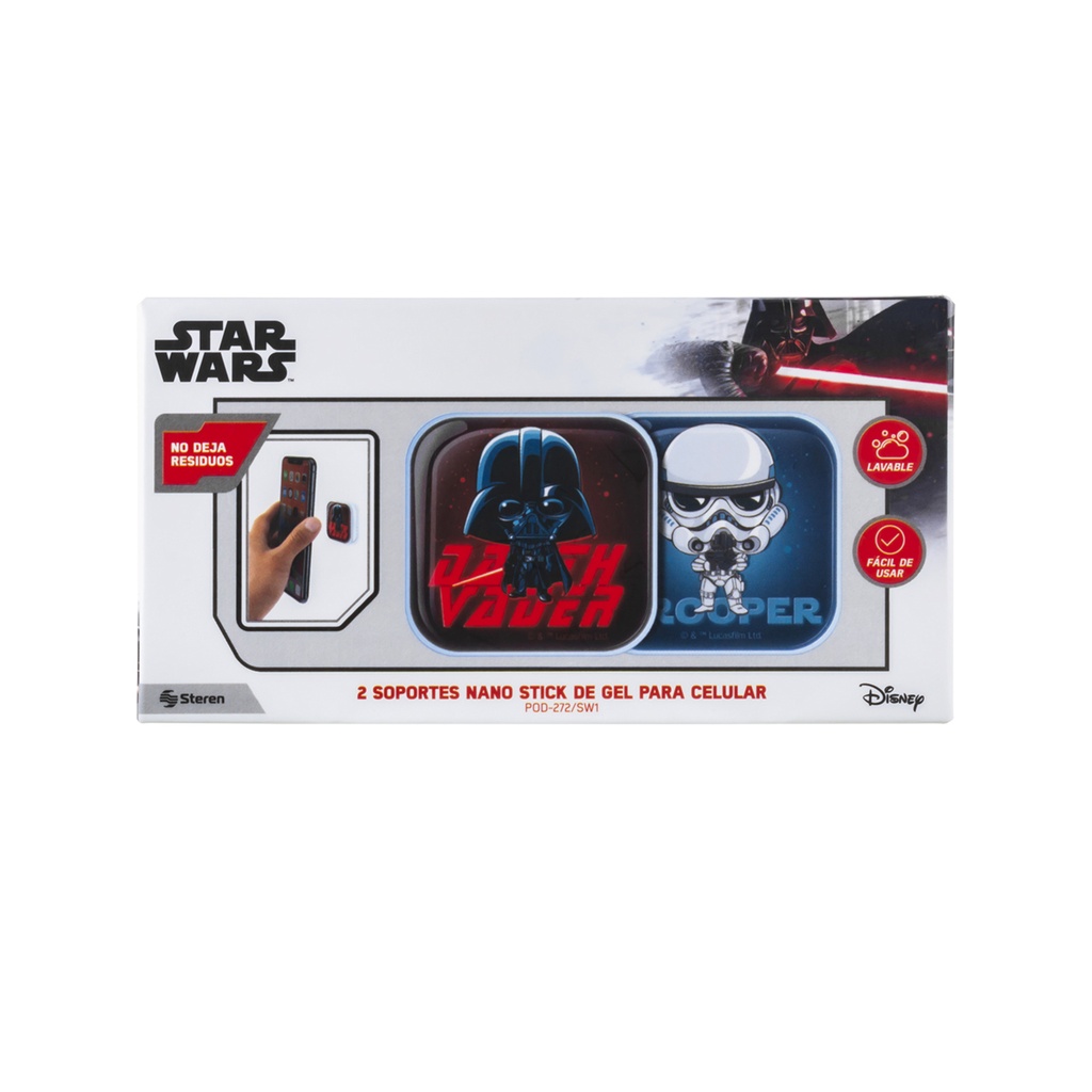 Steren 2 Soportes nano stick de gel para celular Star Wars Rojo / Azul Mod.POD-272/SW1
