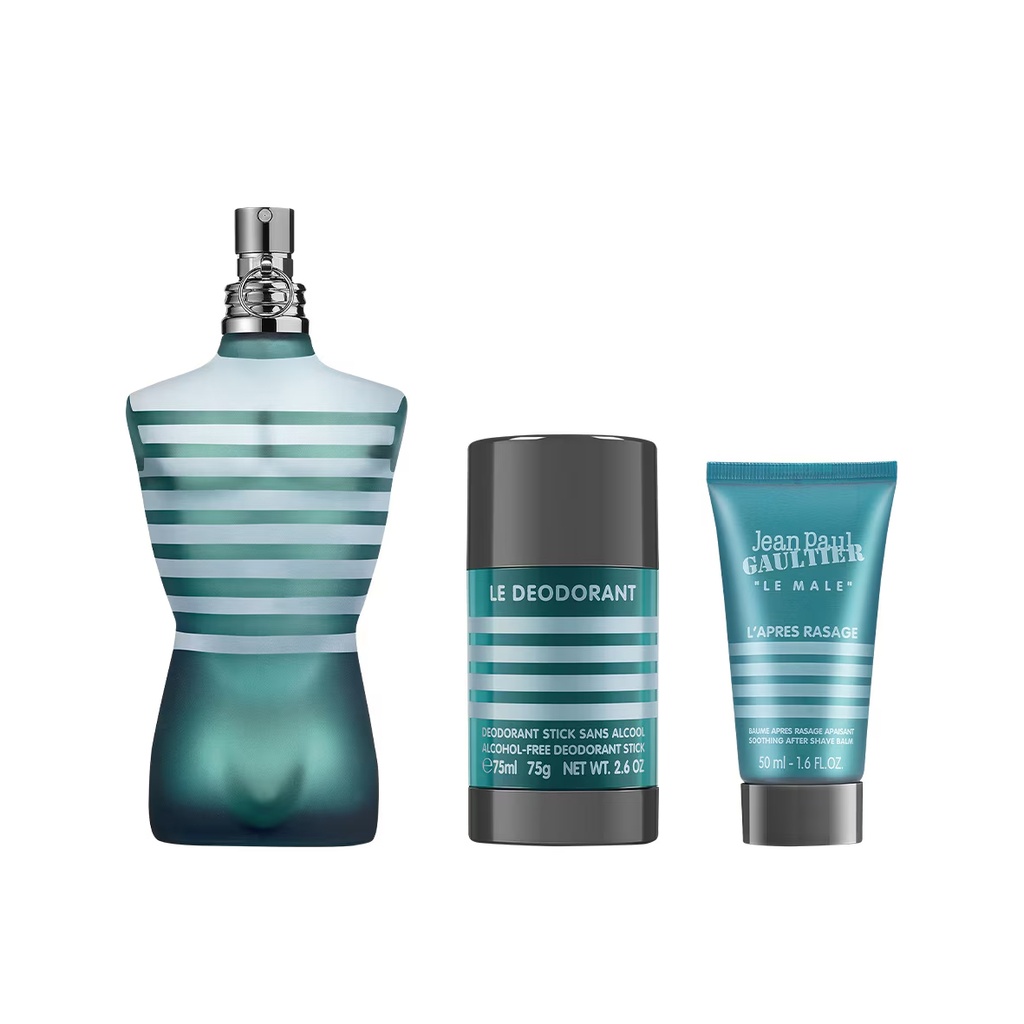 Jean Paul Gaultier Set 3 pzas Le male edt 125 ml / after shave 50 ml / desodorante stick 75g. Caballero