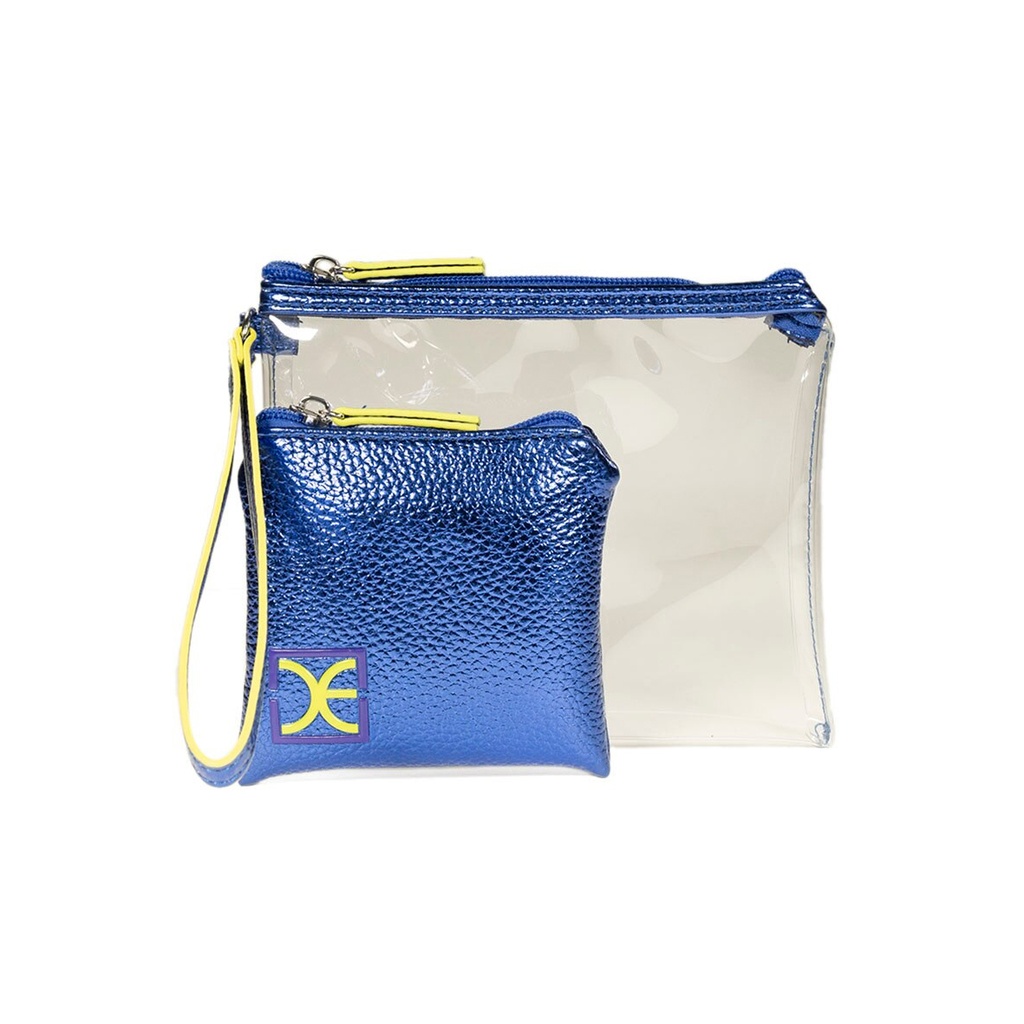 Cloe Set De Cosmetiqueras Mod. 4CSCV24587ORO Dos Piezas Color Azul