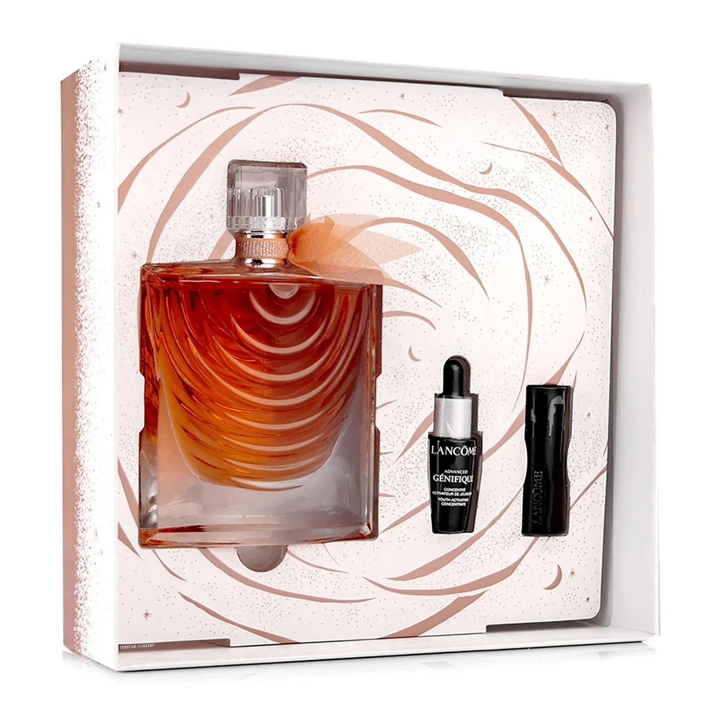 Lancome Set 3 pzas La vie est belle iris absolu edp 100 ml / mini labial absolu rouge cream / suero facial 7 ml. Dama - 15% OFF