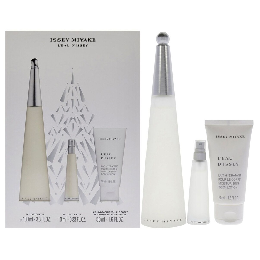 Issey Miyake Set 3 pzas L'eau d'Issey edt 100 ml / crema corporal 50 ml / Mini 10 ml. Dama