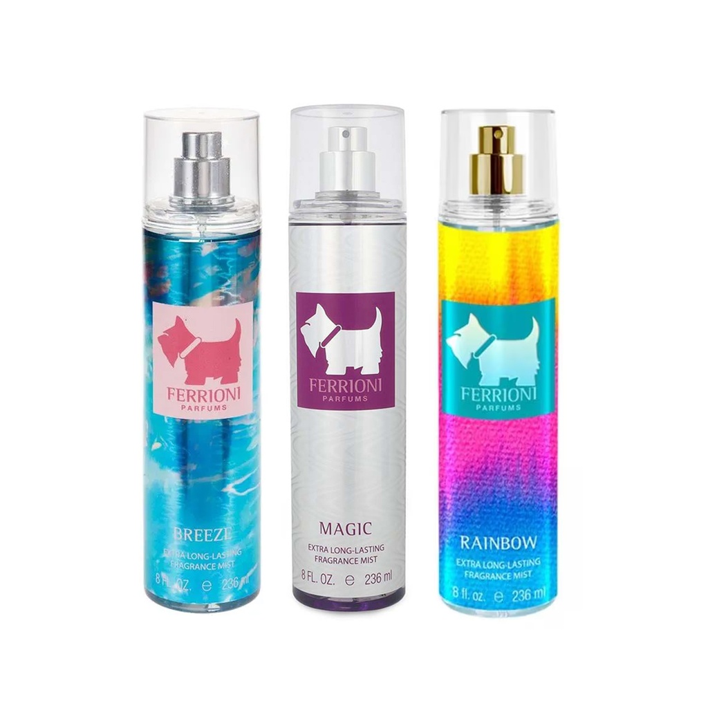 Ferrioni set 3 Body Mist de 236 ml C/U. Aromas Mixtos. Dama - 18% OFF