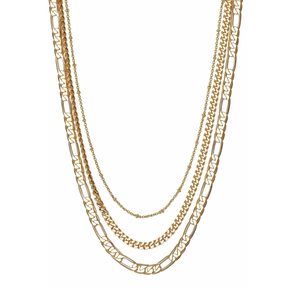 Collar triple de chapa de oro 18K ZCO-CH-TRIP-GSO Zvezda - 6% OFF