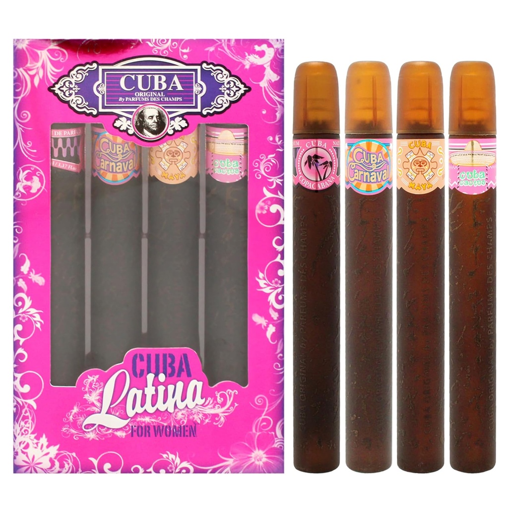 Cuba Set Minis Latina Collection 4 piezas Copacabana 35 ml + Carnaval 35 ml + Maya 35 ml + Cactus 35 ml. Dama - 17% OFF