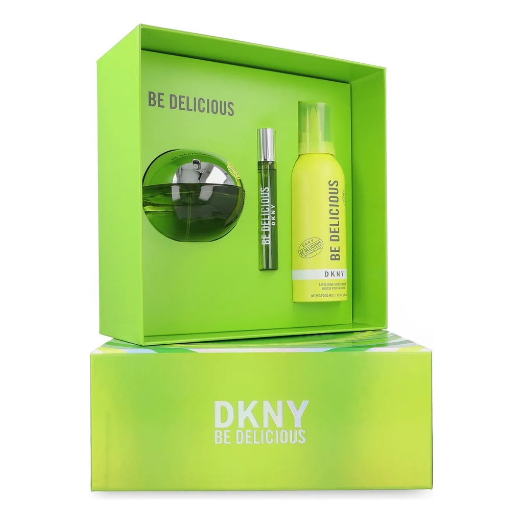DKNY Set 3 piezas Be Delicious edp 100 ml + shower mousse 150 ml + mini 15 ml. Dama - 15% OFF
